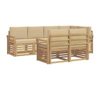 vidaXL Conjunto de sofás de Exterior 7 pcs y Beige 249 x 130,5 x 73 cm, Sofá seccional Moderno, cómodo para tu jardín, salón Exterior, Muebles de Patio y terraza