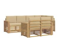 vidaXL Conjunto de sofás de Exterior 7 pcs y Beige 251 x 132,5 x 73 cm, Sofá seccional Moderno, cómodo para tu jardín, salón Exterior, Muebles de Patio y terraza
