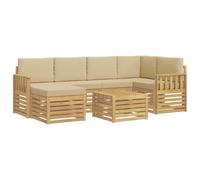 vidaXL Conjunto de sofás de Exterior 7 pcs y Beige 59 x 59 x 37 cm, Sofá de jardín, Conjunto Moderno y cómodo, Asientos relajarte en tu terraza