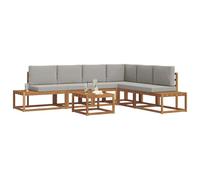 vidaXL Conjunto de sofás de Exterior 7 Pieza Gris Natural y Claro, Sofá Modular de Madera de Acacia para Exteriores, Asientos modulares para jardín, Elegante Lounge de Patio