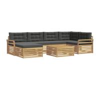 vidaXL Conjunto de sofás de Exterior 7 pcs Blanco y Antracita, Sofá Moderno para Exteriores, Set de Patio Resistente al Clima, Asientos cómodos para jardín y terraza