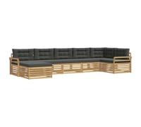 vidaXL Conjunto de sofás de Exterior 7 uds. Blanco y Antracita