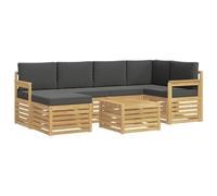 vidaXL - Juego de sofás para exteriores (7 unidades, color blanco y antracita, sofá al aire libre, conjunto moderno, mueble cómodo para salón, jardín, zona de relajación en la terraza