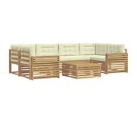 vidaXL Conjunto de sofás de Exterior 7 uds. Blanco y Crema