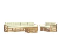 vidaXL Conjunto de sofás de Exterior 7 uds. Blanco y Crema
