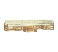 vidaXL Conjunto de sofás de Exterior 7 uds. Blanco y Crema Poliéster