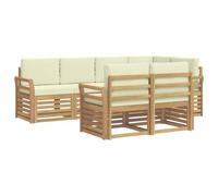 vidaXL Conjunto de sofás de Exterior 7 uds. Blanco y Crema Poliéster