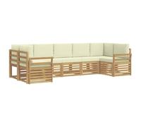 vidaXL Conjunto de sofás de Exterior 7 uds. Blanco y Crema Poliéster