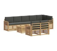vidaXL Conjunto de sofás de Exterior 8 pcs Blanco y Antracita, Sofá de jardín, Conjunto Modular, Mueble Moderno para Exteriores, sillón de Patio, sofá de Acacia marrón