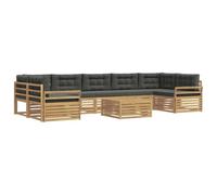 vidaXL Conjunto de sofás de Exterior 8 pcs Blanco y Antracita, Sofá Moderno para Exteriores, Mueble seccional, Lounge Patio, Asiento terraza, Set cómodo para jardín