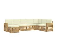 vidaXL Conjunto de sofás de Exterior 8 pcs Blanco y Crema, Muebles de Jardín, Sofá Moderno, Juego de Asientos para Patio, Terraza, Sección Duradera y Cómoda