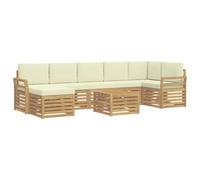 vidaXL Conjunto de sofás de Exterior 8 uds. Blanco y Crema Poliéster