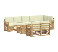 vidaXL Conjunto de sofás de Exterior 8 pcs Blanco y Crema, Sofá de jardín, Conjunto Modular, Mueble Moderno para Exteriores, sillón de Patio, sofá de Acacia marrón