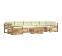 vidaXL Conjunto de sofás de Exterior 8 pcs Blanco y Crema, Sofá Moderno para Exteriores, Mueble seccional, Lounge Patio, Asiento terraza, Set cómodo para jardín