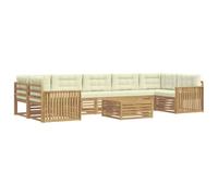 vidaXL Conjunto de sofás de Exterior 8 pcs Blanco y Crema, Sofá Moderno para Exteriores, Mueble seccional, Lounge Patio, Asiento terraza, Set cómodo para jardín