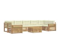 vidaXL Conjunto de sofás de Exterior 8 pcs Blanco y Crema, Sofá Moderno para Exteriores, Mueble seccional, Lounge Patio, Asiento terraza, Set cómodo para jardín