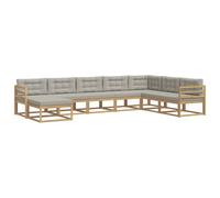 vidaXL Conjunto de sofás de Exterior 8 pcs Blanco y Gris Claro, Conjunto de sofá seccional Moderno para Exterior, Muebles de jardín duraderos, decoración Chic para el Patio