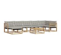 vidaXL Conjunto de sofás de Exterior 8 pcs Blanco y Gris Claro, Sofá de jardín Duradero y Moderno, Mueble para relajarte, Asientos ergonómicos, Lounge a Prueba de Clima, sofá de Patio