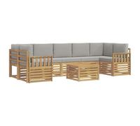 vidaXL Conjunto de sofás de Exterior 8 pcs Blanco y Gris Claro, Sofá de Jardín, Set Moderno para Exterior, Muebles Resistentes para Patio, Asientos Cómodos