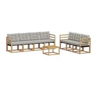 vidaXL Conjunto de sofás de Exterior 8 pcs Blanco y Gris Claro, Sofá Moderno para Exteriores, Muebles de jardín Resistentes, Juego de sección para terraza y Vida cómoda