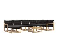 vidaXL Conjunto de sofás de Exterior 8 pcs Blanco y Negro, Sofá de jardín Duradero y Moderno, Mueble para relajarte, Asientos ergonómicos, Lounge a Prueba de Clima, sofá de Patio