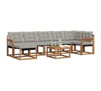 vidaXL Conjunto de sofás de Exterior 8 pcs Gris Natural y Claro, Conjunto de Jardín, Sofá Cómodo para Exterior, Muebles Modernos, Resistente al Clima, Brazo Práctico