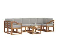 vidaXL Conjunto de sofás de Exterior 8 pcs Gris Natural y Claro, Conjunto de Sofá de Acacia para Exteriores, Asientos Modulares Modernos, Muebles de Patio, Seccional Flexible para el Jardín
