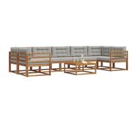 vidaXL Conjunto de sofás de Exterior 8 pcs Gris Natural y Claro, Conjunto de sofá de Madera de Acacia, Muebles de jardín Modernos, Asientos seccionales Flexibles para Patio y salón de jardín