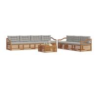 vidaXL Conjunto de sofás de Exterior 8 pcs Gris Natural y Claro, Sofá de jardín, Conjunto Moderno para Exteriores, sección Duradera, Asientos cómodos para la terraza