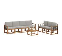 vidaXL Conjunto de sofás de Exterior 8 pcs Gris Natural y Claro, Sofá Exterior Moderno, seccional de jardín, Lounge de Patio Duradero, Conjunto de Asientos para Relajarse