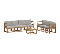 vidaXL Conjunto de sofás de Exterior 8 pcs Gris Natural y Claro, Sofá Exterior Moderno, seccional de jardín, Lounge de Patio Duradero, Conjunto de Asientos para Relajarse