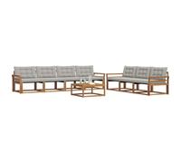 vidaXL Conjunto de sofás de Exterior 8 pcs Gris Natural y Claro, Sofá Exterior, Mueble seccional Moderno para Patio, Set Duradero de Asientos para terraza cómoda y Relajante