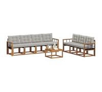 vidaXL Conjunto de sofás de Exterior 8 pcs Gris Natural y Claro, Sofá Moderno para Exteriores, Muebles de jardín Resistentes, Juego de sección para terraza y Vida cómoda