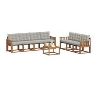 vidaXL Conjunto de sofás de Exterior 8 pcs Gris Natural y Claro, Sofá Moderno para Exteriores, Muebles de jardín Resistentes, Juego de sección para terraza y Vida cómoda