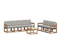 vidaXL Conjunto de sofás de Exterior 8 pcs Gris Natural y Claro, Sofá Moderno para Exteriores, Muebles de jardín Resistentes, Juego de sección para terraza y Vida cómoda