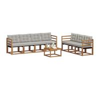 vidaXL Conjunto de sofás de Exterior 8 pcs Gris Natural y Claro, Sofá Moderno para Exteriores, Muebles de jardín Resistentes, Juego de sección para terraza y Vida cómoda