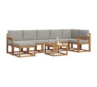 vidaXL Conjunto de sofás de Exterior 8 pcs Gris Natural y Claro, Sofá Moderno para Jardín, Muebles de Patio Variados, Sofá Seccional, Asientos de Madera de Acacia para la Piscina