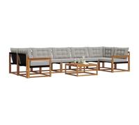 vidaXL Conjunto de sofás de Exterior 8 pcs Gris Natural y Claro, Sofá Modular Moderno para Exterior, Muebles de jardín Elegantes, Asientos cómodos y Resistentes al Tiempo