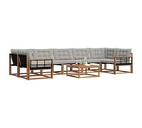 vidaXL Conjunto de sofás de Exterior 8 pcs Gris Natural y Claro, Sofá Modular Moderno para Exterior, Muebles de jardín Elegantes, Asientos cómodos y Resistentes al Tiempo