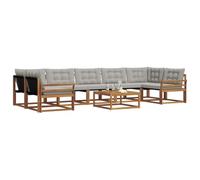 vidaXL Conjunto de sofás de Exterior 8 pcs Gris Natural y Claro, Sofá Modular Moderno para Exterior, Muebles de jardín Elegantes, Asientos cómodos y Resistentes al Tiempo