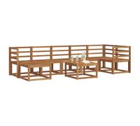 vidaXL Conjunto de sofás de Exterior 8 pcs Natural, Sofá Moderno para Jardín, Muebles de Patio Variados, Sofá Seccional, Asientos de Madera de Acacia para la Piscina