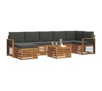 vidaXL Conjunto de sofás de Exterior 8 pcs Natural y Antracita, Juego de sofá Moderno para jardín, mobiliario seccional para terraza, Duradero y cómodo