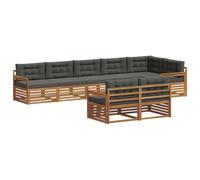 vidaXL Conjunto de sofás de Exterior 8 pcs Natural y Antracita, Juego de sofás modulares para Exteriores, Muebles de Acacia duraderos, sillón de terraza, sofá Flexible