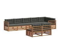 vidaXL Conjunto de sofás de Exterior 8 pcs Natural y Antracita, Juego de sofás modulares para Exteriores, Muebles de Acacia duraderos, sillón de terraza, sofá Flexible