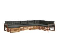 vidaXL Conjunto de sofás de Exterior 8 pcs Natural y Antracita, Sofá Moderno para Exterior, Muebles seccionales, jardín, terraza o Patio