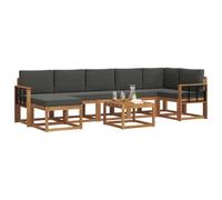 vidaXL Conjunto de sofás de Exterior 8 pcs Natural y Antracita, Sofá Moderno para Jardín, Muebles de Patio Variados, Sofá Seccional, Asientos de Madera de Acacia para la Piscina