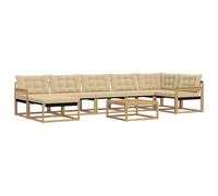 vidaXL Conjunto de sofás de Exterior 8 pcs y Beige, Sofá de jardín Duradero y Moderno, Mueble para relajarte, Asientos ergonómicos, Lounge a Prueba de Clima, sofá de Patio
