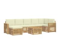 vidaXL Conjunto de sofás de Exterior 8 pcs Blanco y Crema, Sofá de Exterior Moderno, Conjunto de sección Duradero para terraza, Patio, Muebles cómodos