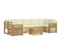 vidaXL Conjunto de sofás de Exterior 8 uds. Blanco y Crema Poliéster