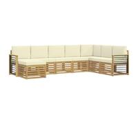 vidaXL Conjunto de sofás de Exterior 8 uds. Blanco y Crema Poliéster